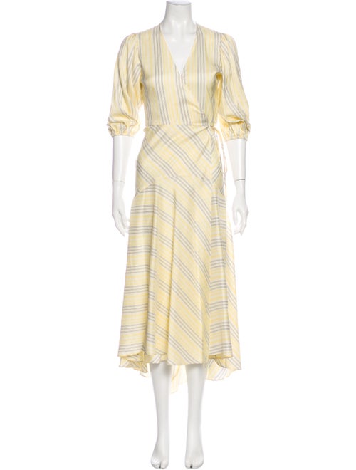 Ganni Silk Long Dress Yellow