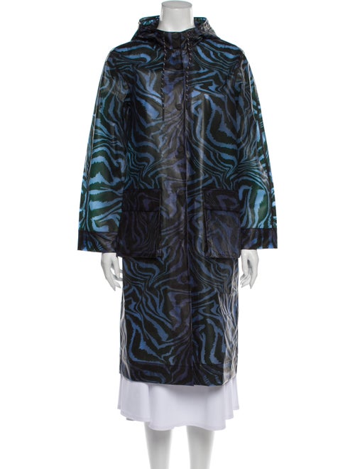 Ganni Animal Print Coat Blue