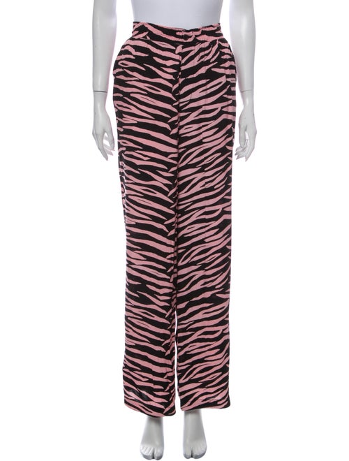 Ganni Animal Print Wide Leg Pants Black