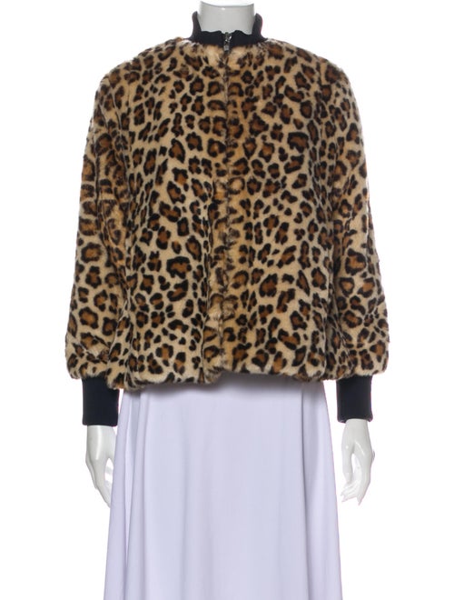 Ganni Animal Print Coat Brown