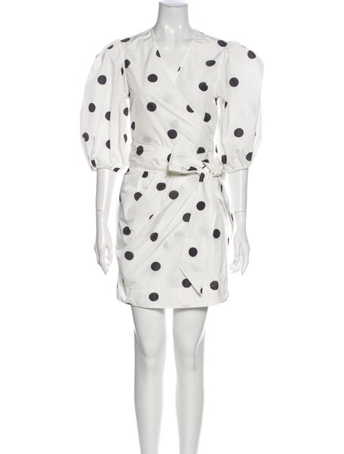 Ganni Polka Dot Print Mini Dress White