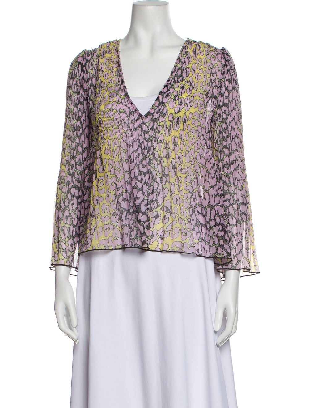 Ganni Printed V-Neck Blouse - image 1