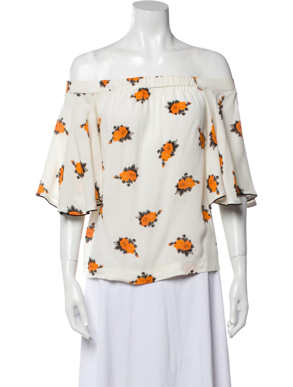 Ganni Floral Print Off-The-Shoulder Blouse - image 1