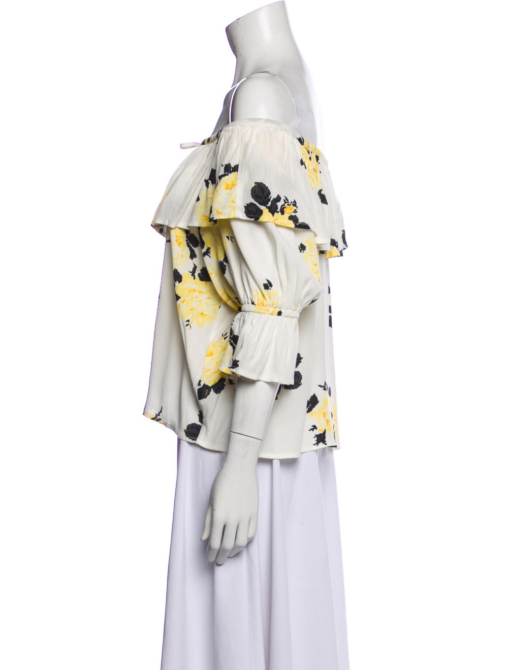 Ganni Floral Print Off-The-Shoulder Blouse - image 2