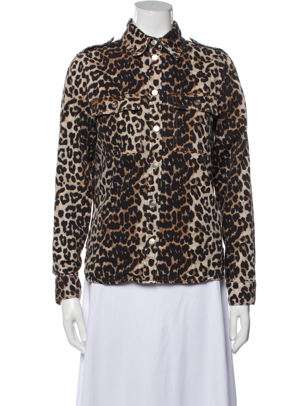 Ganni Animal Print Denim Jacket - image 1