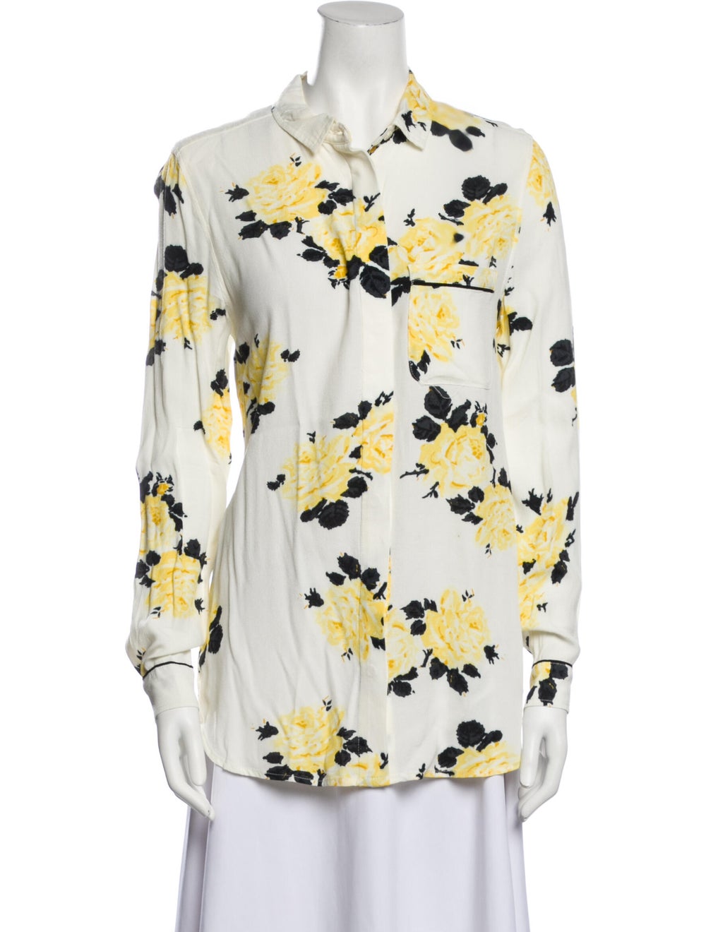 Ganni Floral Print Long Sleeve Button-Up Top - image 1
