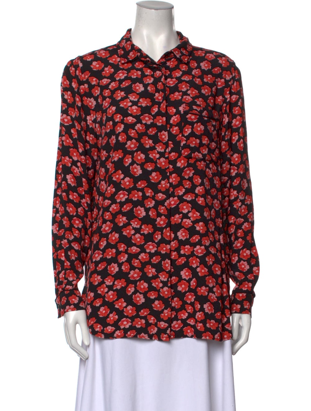 Ganni Floral Print Long Sleeve Button-Up Top - image 1