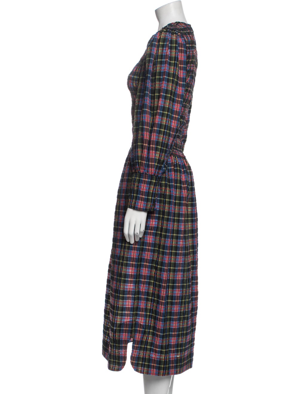 Ganni Plaid Print Long Dress - image 2