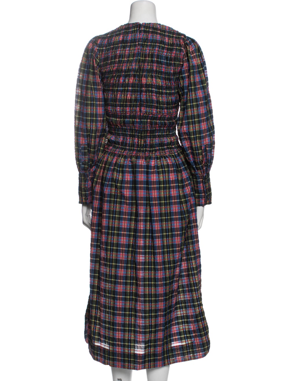Ganni Plaid Print Long Dress - image 3