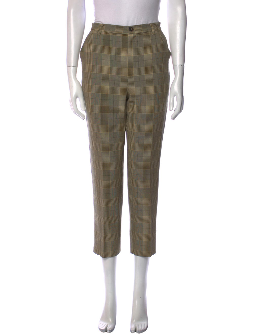 Ganni Plaid Print Straight Leg Pants - image 1