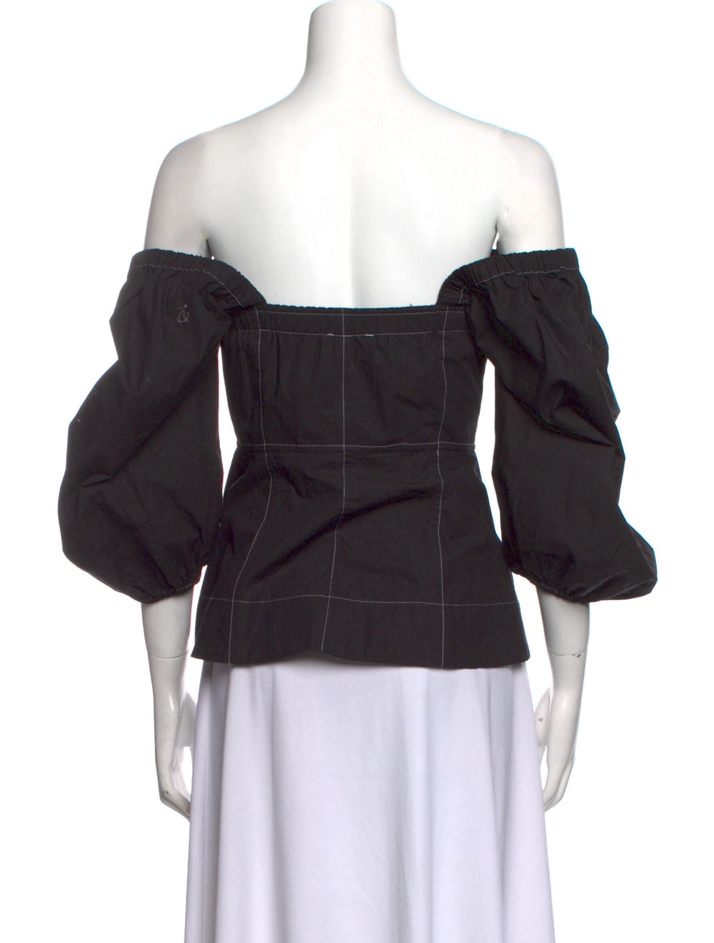 Ganni Off-The-Shoulder Three-Quarter Sleeve Blouse - image 3