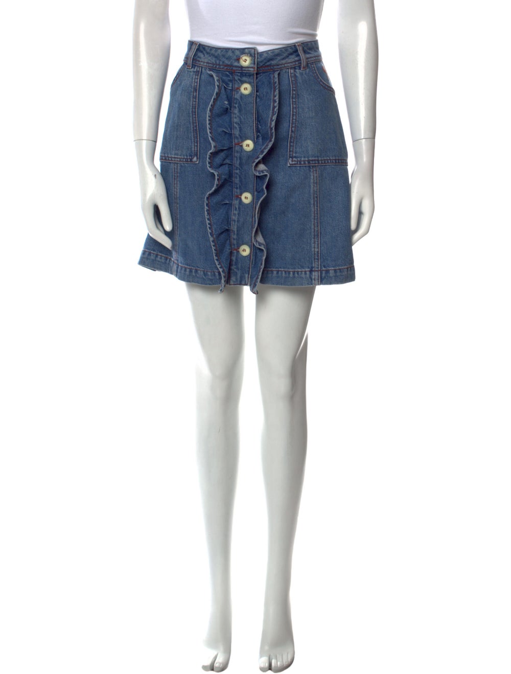 Ganni Ruffle Embellishment Mini Skirt - image 1