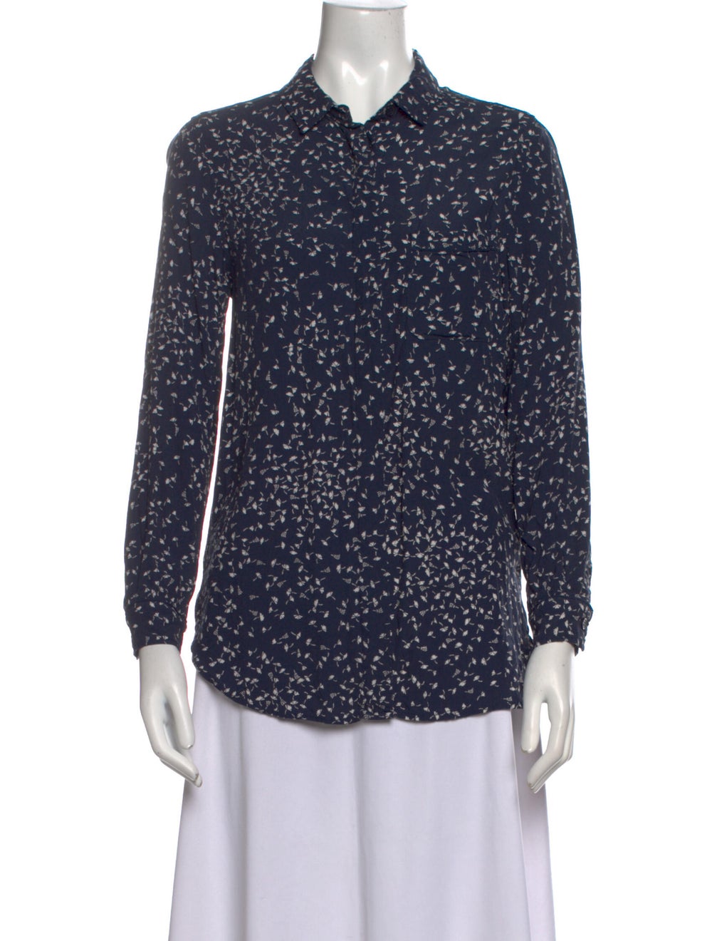 Ganni Printed Long Sleeve Button-Up Top - image 1