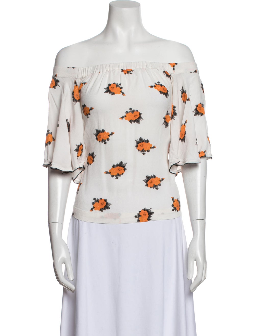 Ganni Floral Print Off-The-Shoulder Blouse - image 1