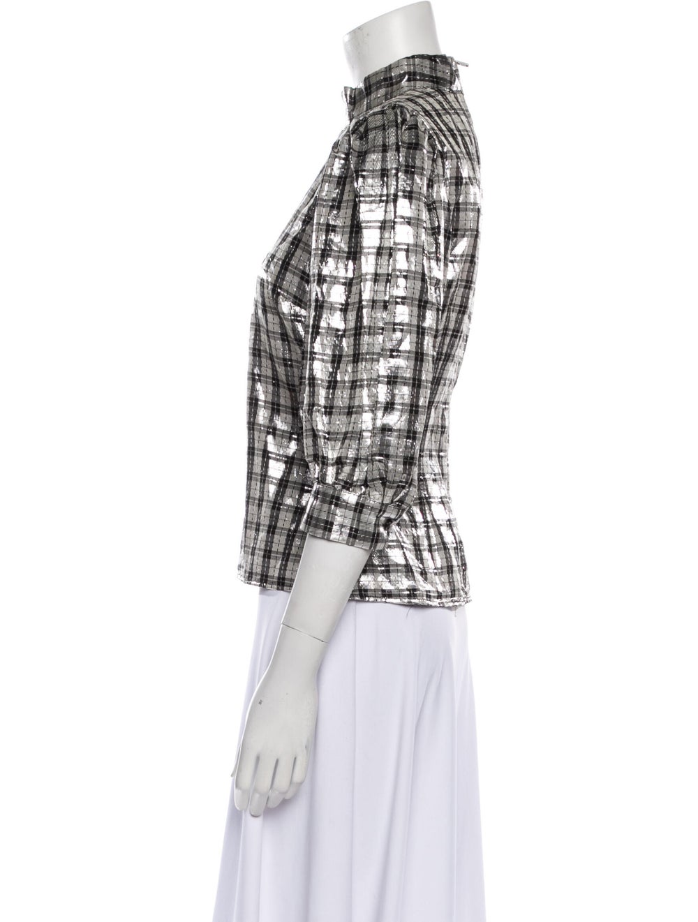 Ganni Silk Plaid Print Blouse - image 2