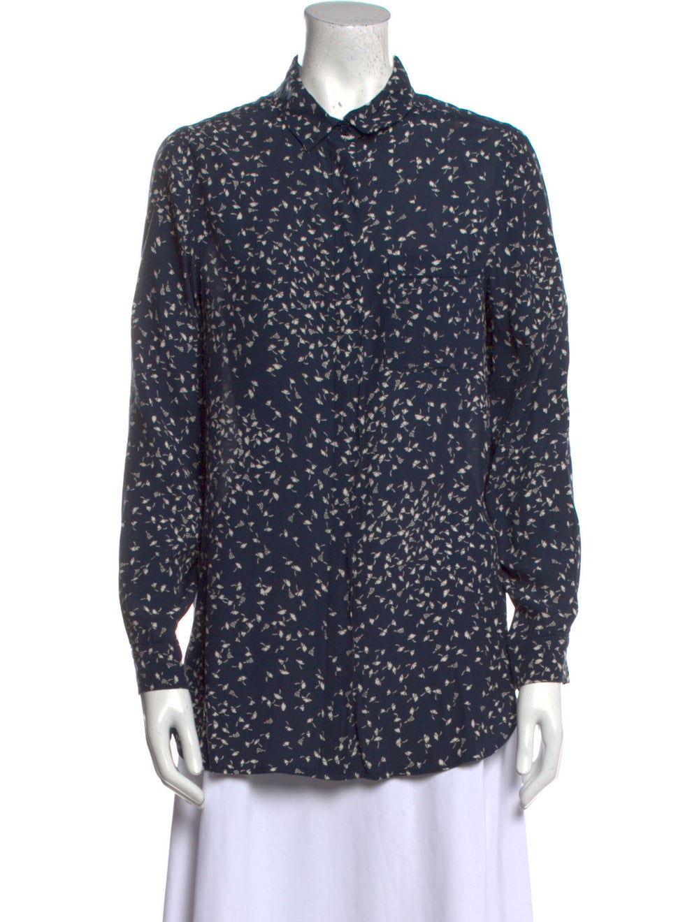 Ganni Printed Long Sleeve Button-Up Top - image 1