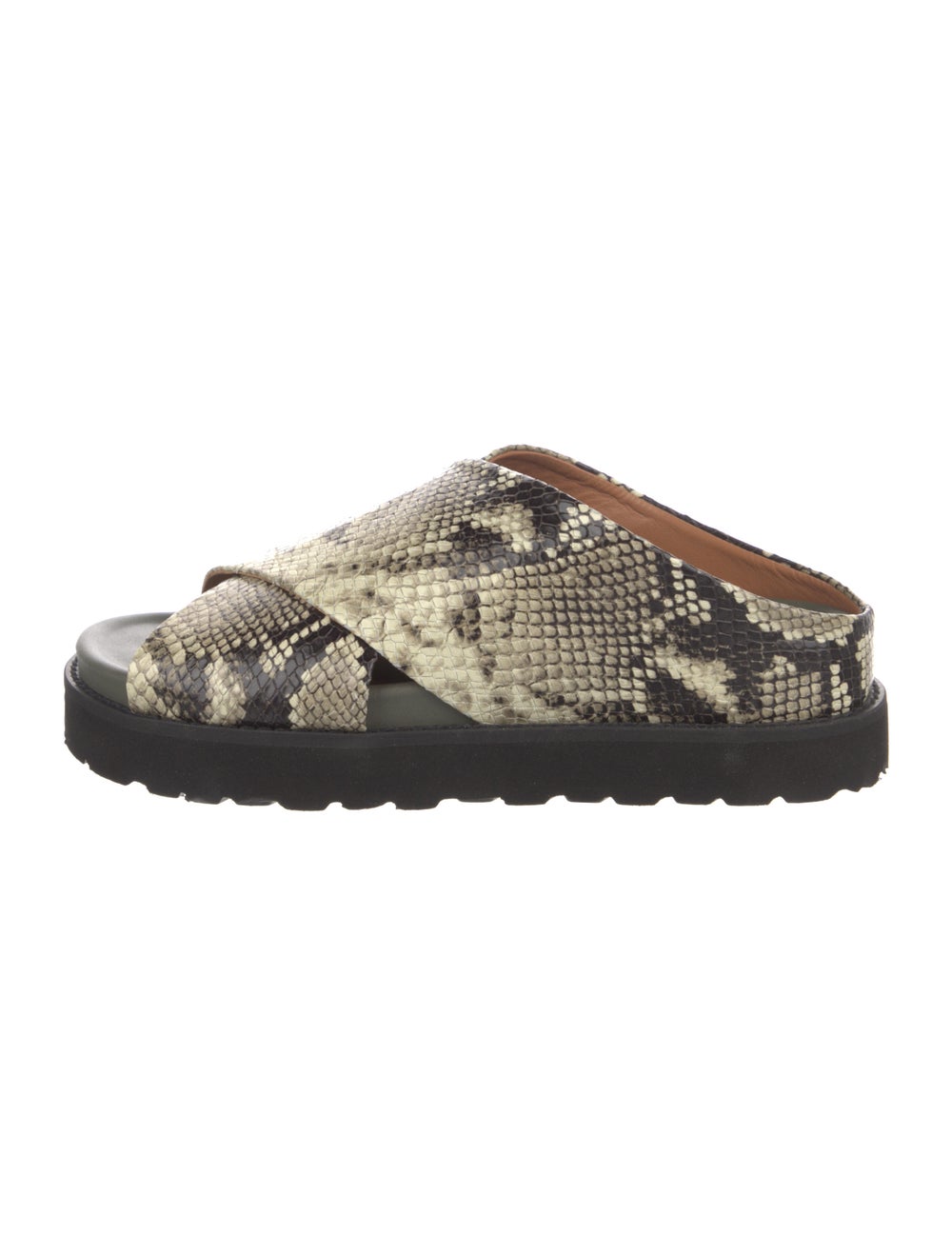 Ganni Snakeskin Animal Print Slides - image 1