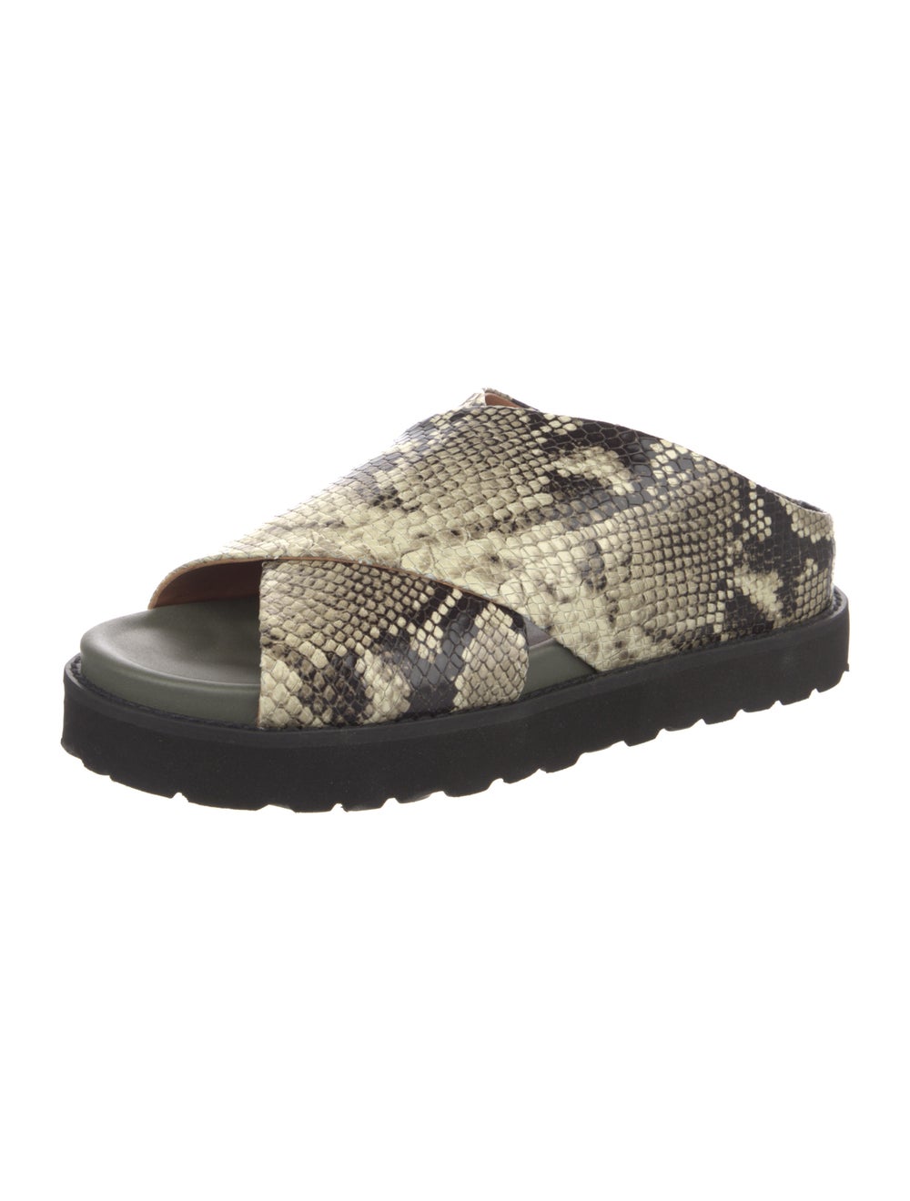 Ganni Snakeskin Animal Print Slides - image 2