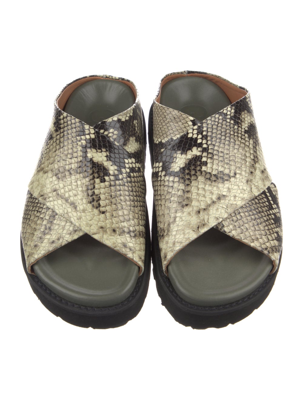 Ganni Snakeskin Animal Print Slides - image 3