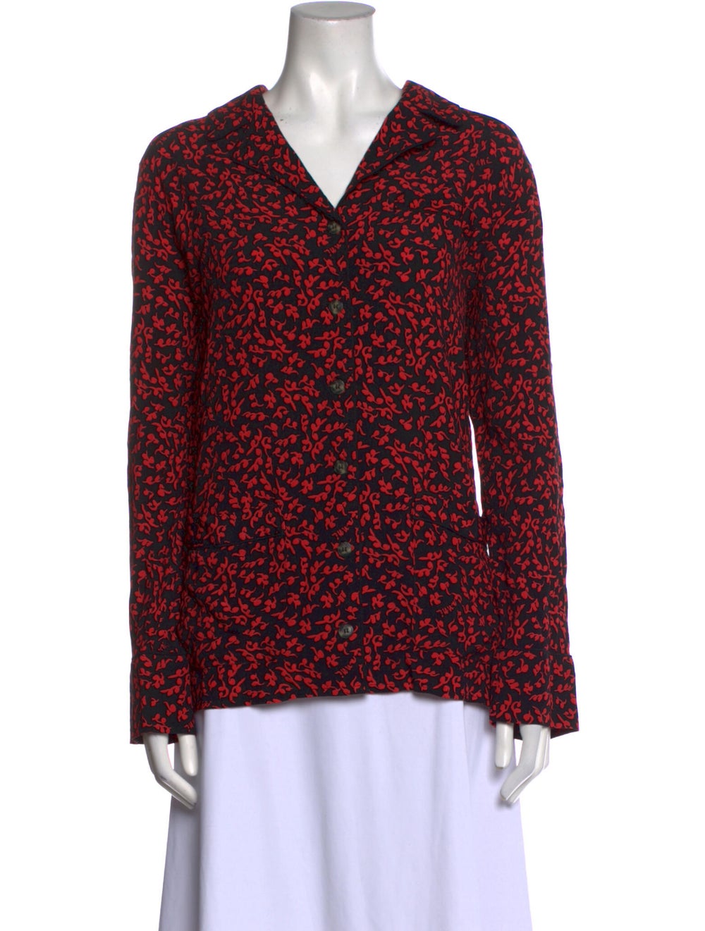 Ganni Printed V-Neck Blouse - image 1
