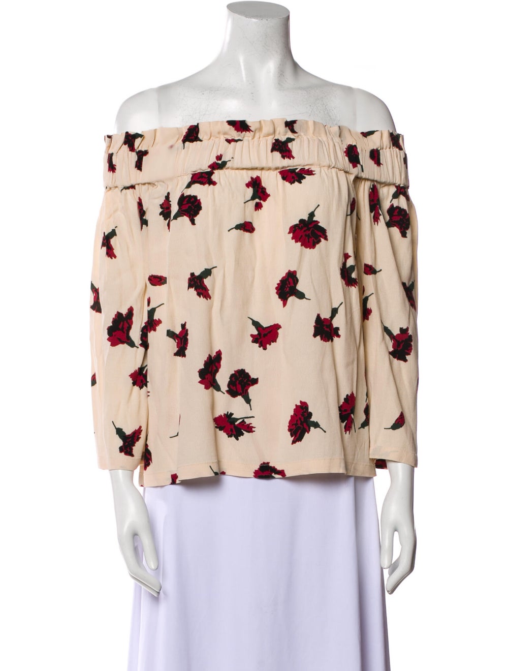 Ganni Floral Print Off-The-Shoulder Blouse - image 1