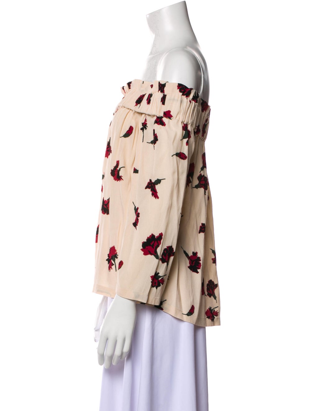 Ganni Floral Print Off-The-Shoulder Blouse - image 2