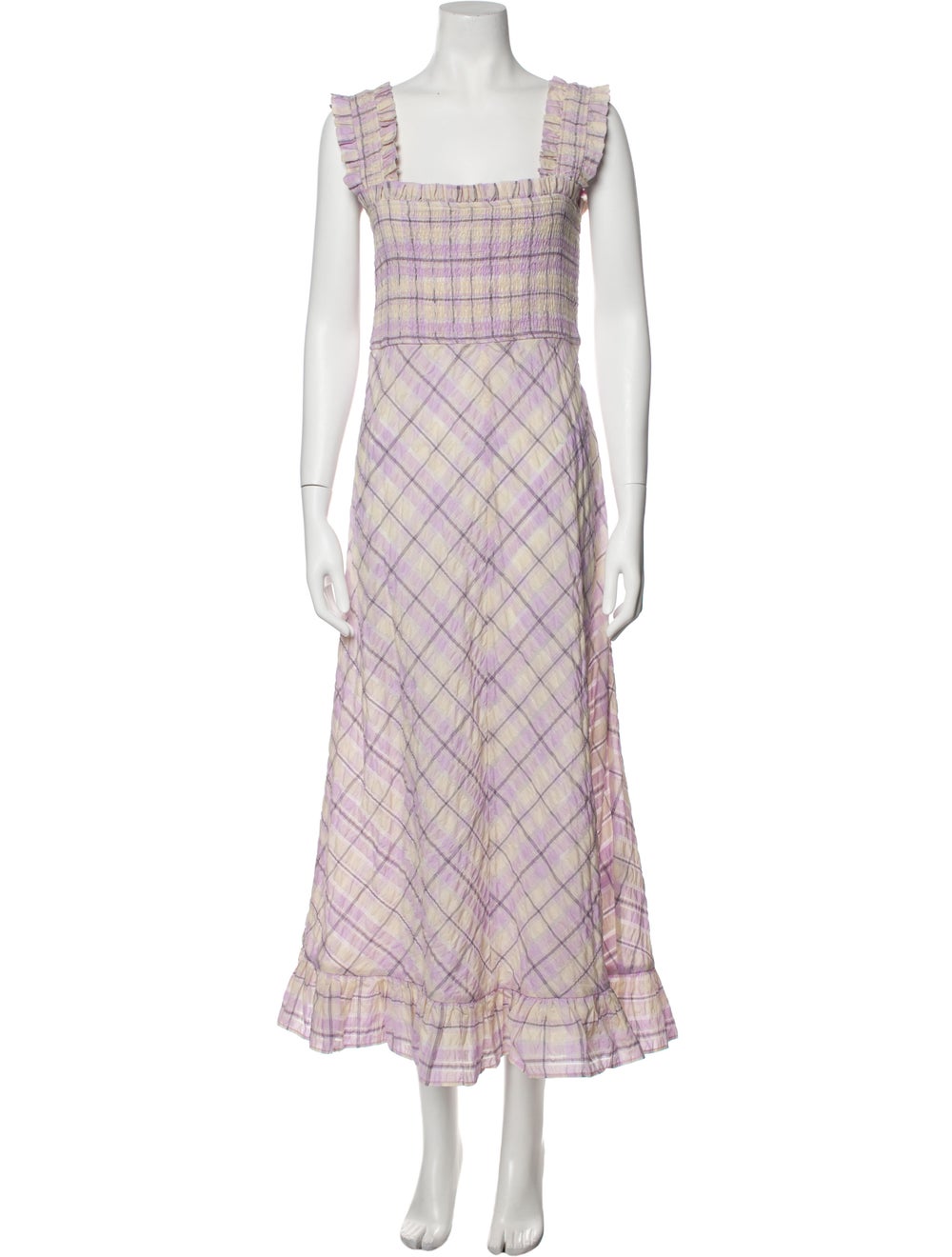 Ganni Plaid Print Long Dress - image 1