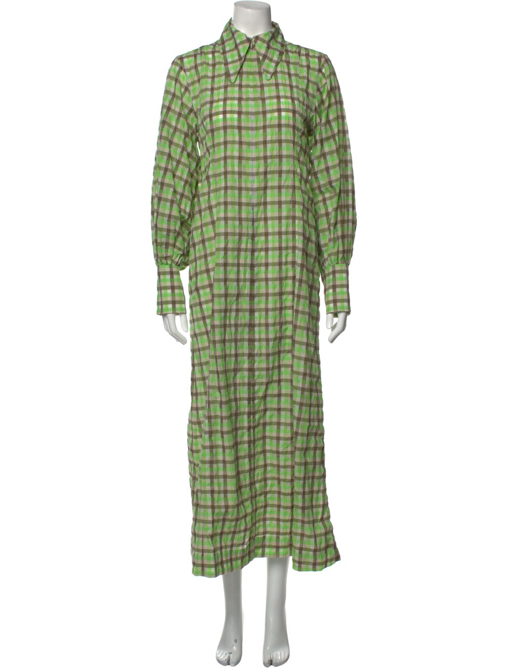 Ganni Plaid Print Long Dress - image 1