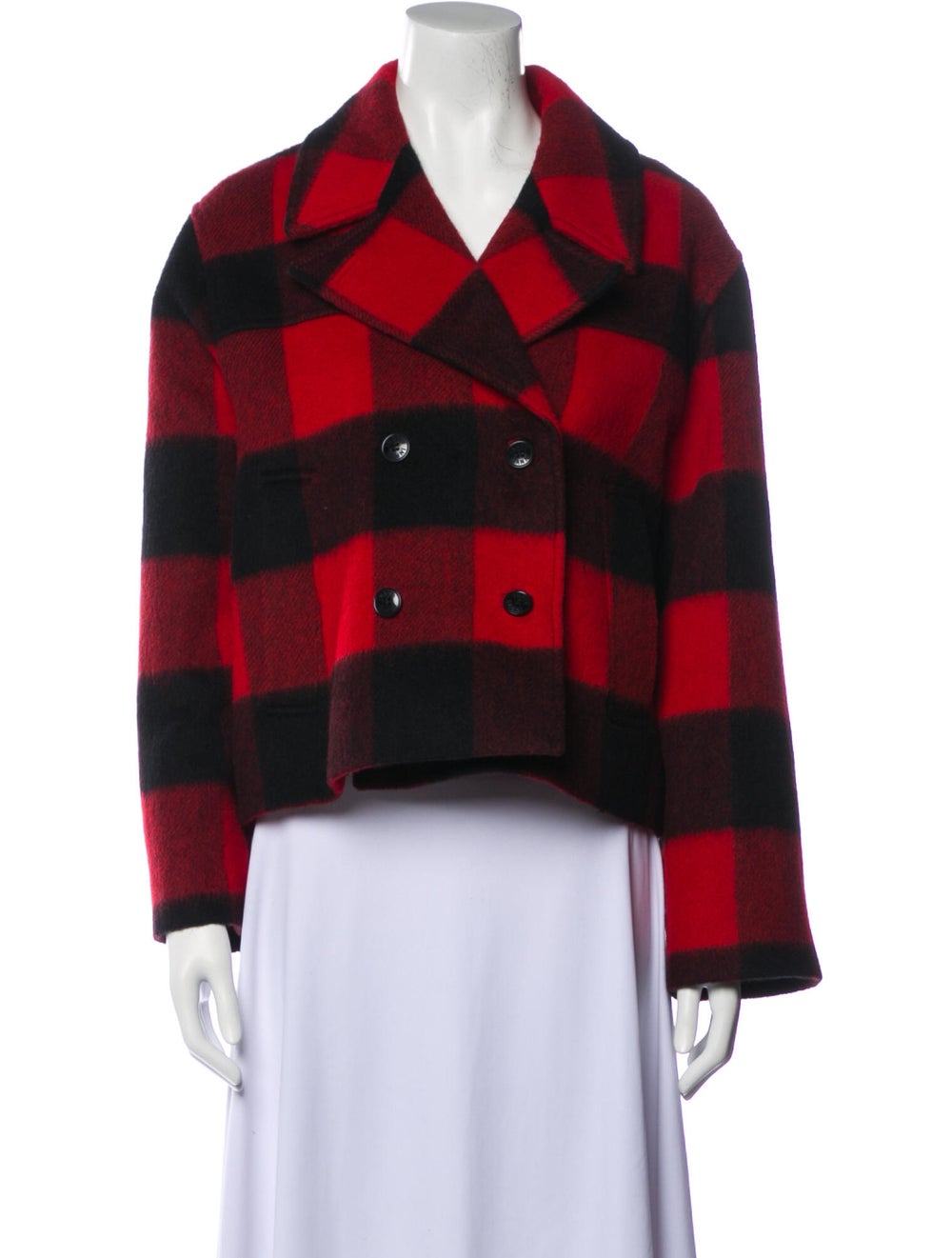Ganni Plaid Print Peacoat - image 1