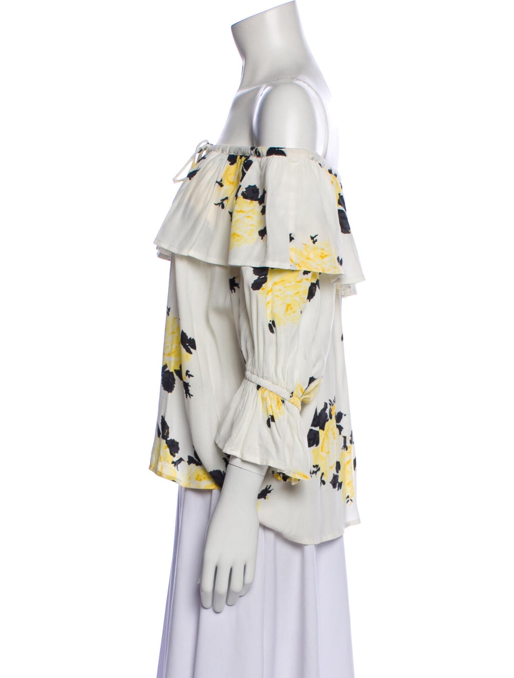 Ganni Floral Print Off-The-Shoulder Blouse - image 2