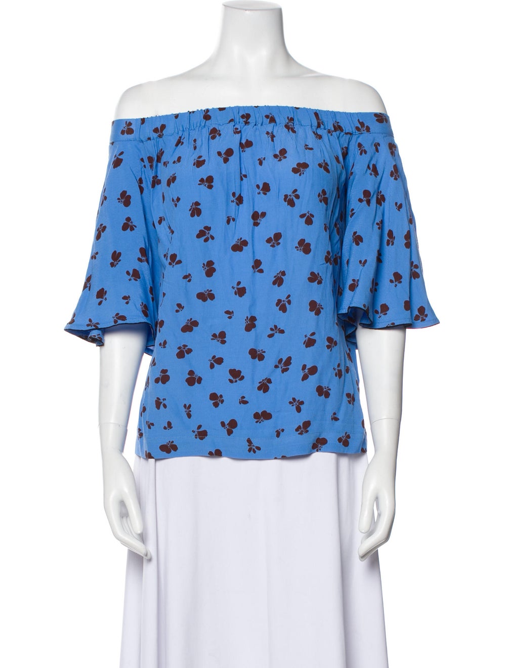 Ganni Printed Off-The-Shoulder Blouse w/ Tags - image 1
