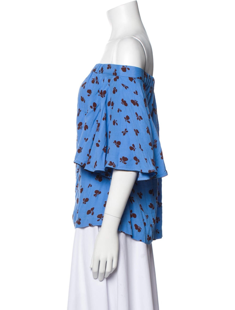 Ganni Printed Off-The-Shoulder Blouse w/ Tags - image 2
