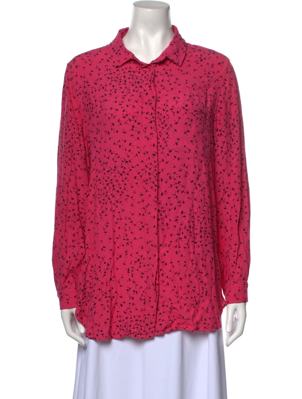 Ganni Printed Long Sleeve Button-Up Top - image 1