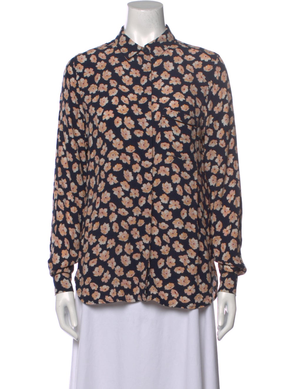 Ganni Printed Long Sleeve Button-Up Top - image 1