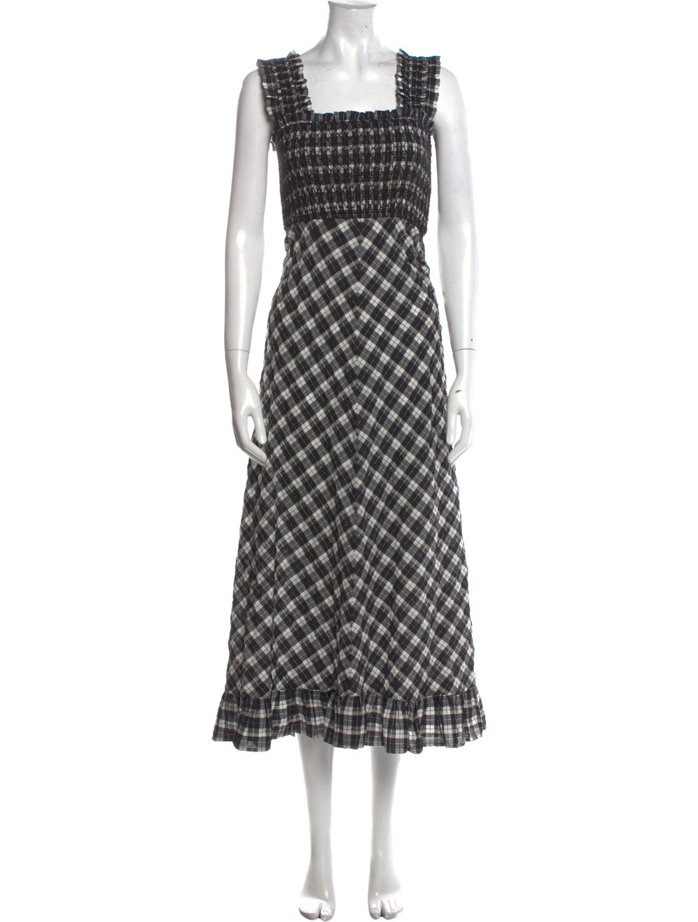 Ganni Plaid Print Long Dress - image 1