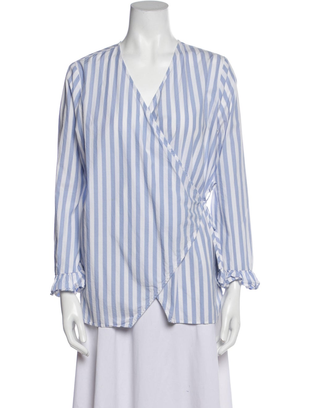 Ganni Striped V-Neck Blouse - image 1