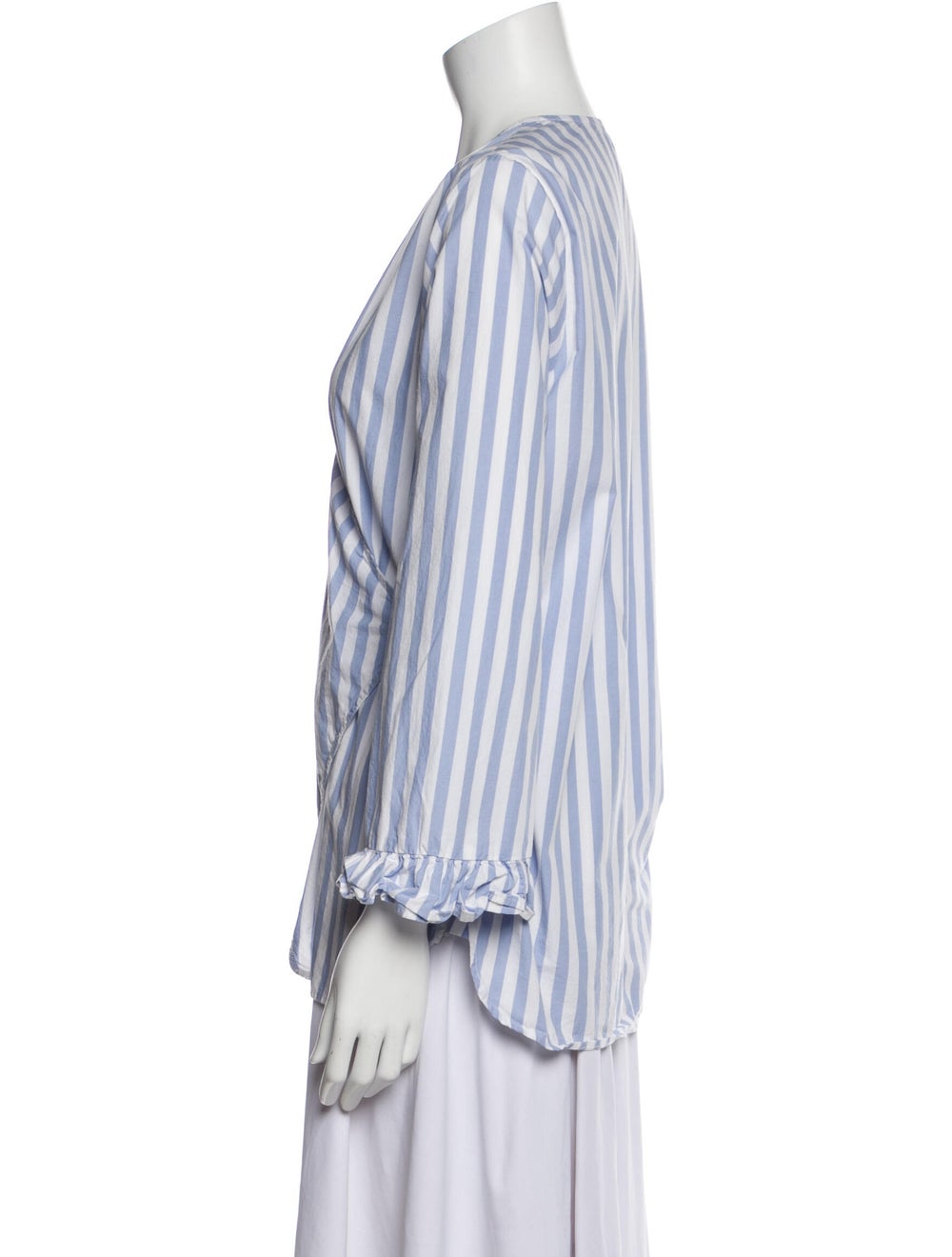 Ganni Striped V-Neck Blouse - image 2