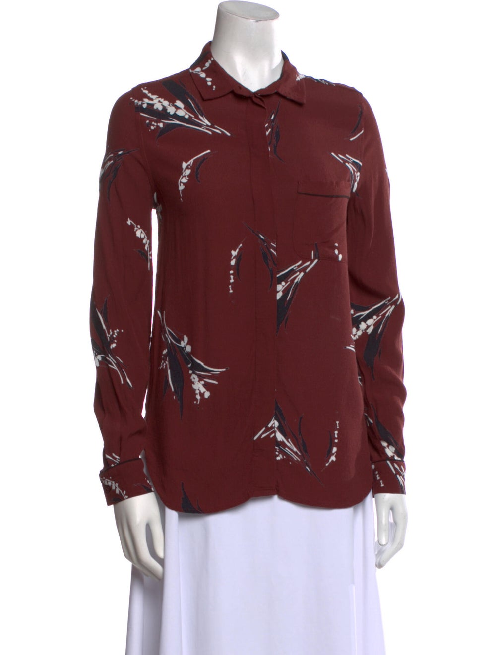 Ganni Printed Long Sleeve Button-Up Top - image 1