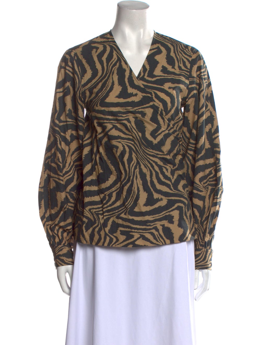 Ganni Printed V-Neck Blouse - image 1