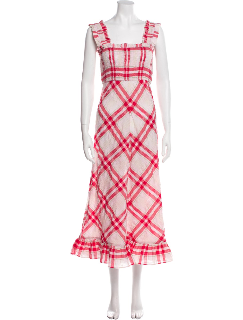 Ganni Plaid Print Long Dress - image 1