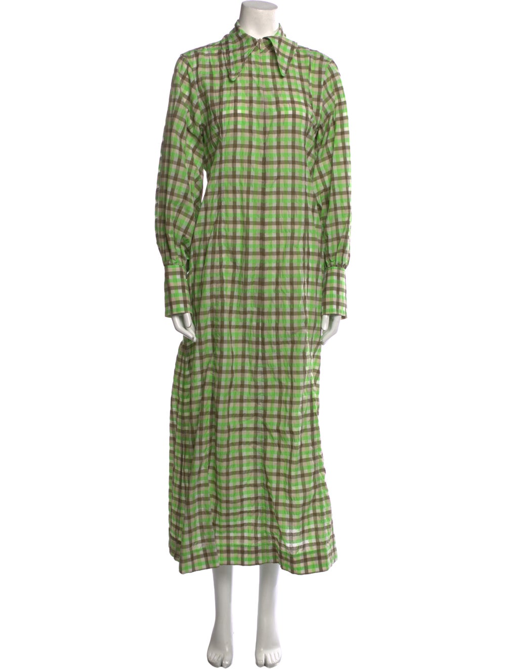 Ganni Plaid Print Long Dress - image 1