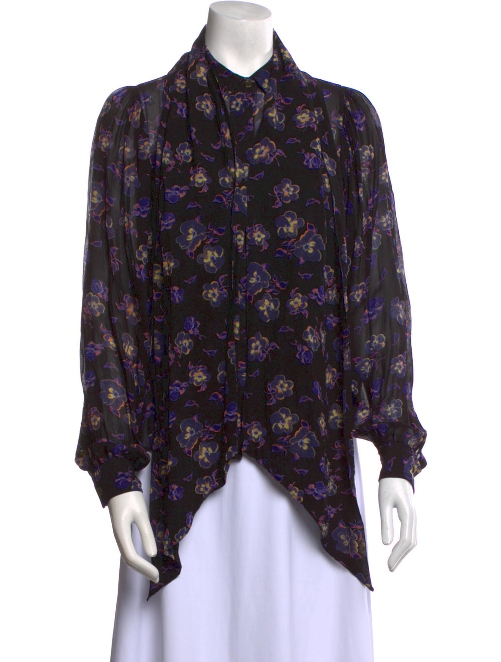 Ganni Floral Print Long Sleeve Blouse - image 1