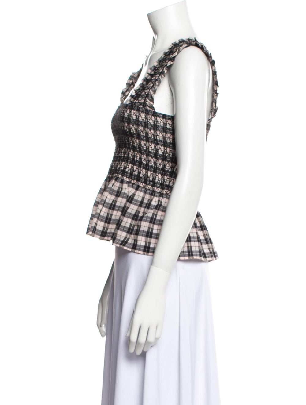 Ganni Plaid Print Square Neckline Crop Top - image 2