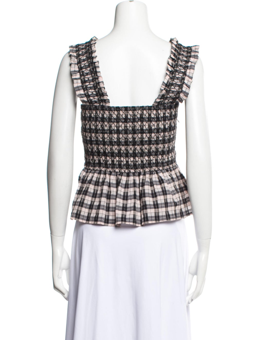 Ganni Plaid Print Square Neckline Crop Top - image 3