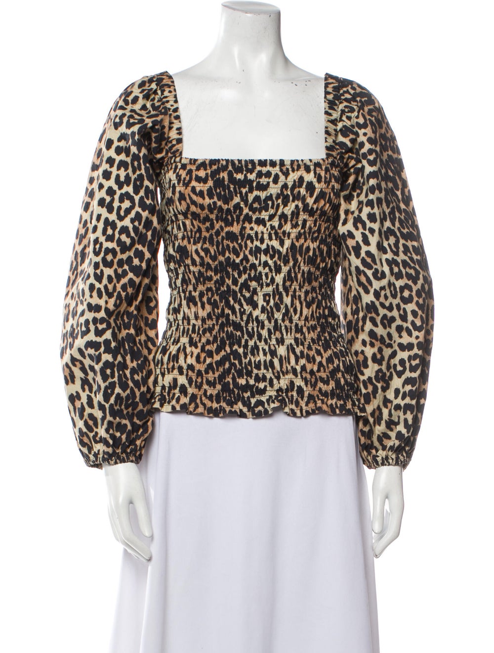 Ganni Animal Print Square Neckline Blouse - image 1