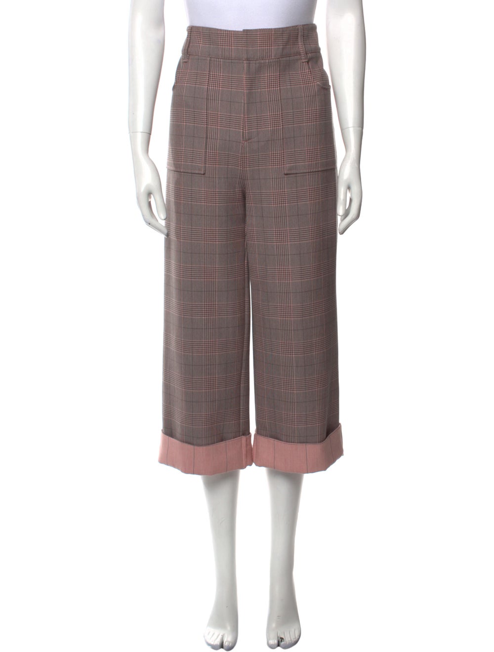 Ganni Plaid Print Wide Leg Pants - image 1