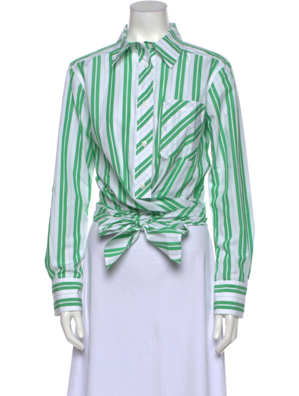 Ganni Striped Long Sleeve Button-Up Top - image 1