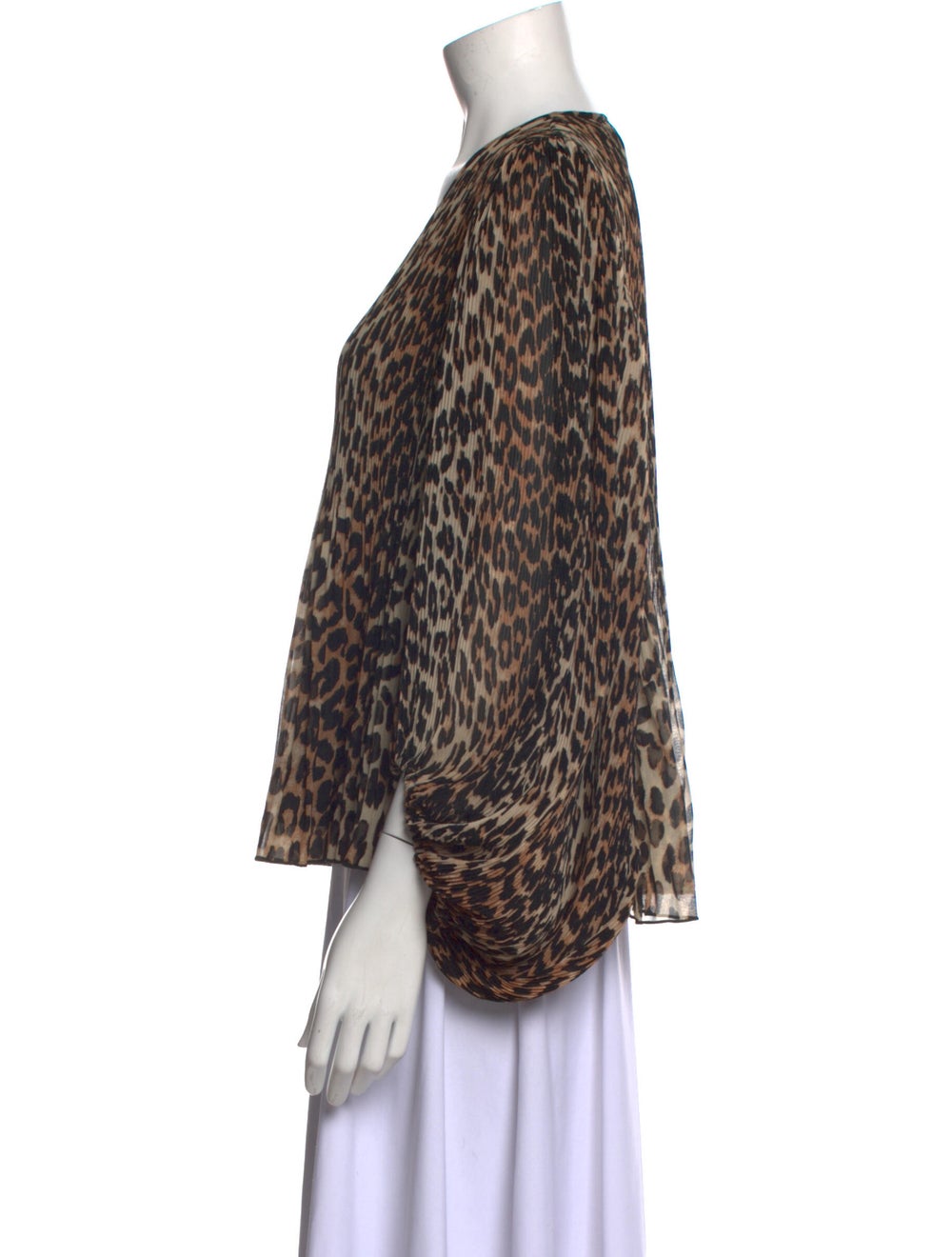 Ganni Animal Print V-Neck Blouse - image 2
