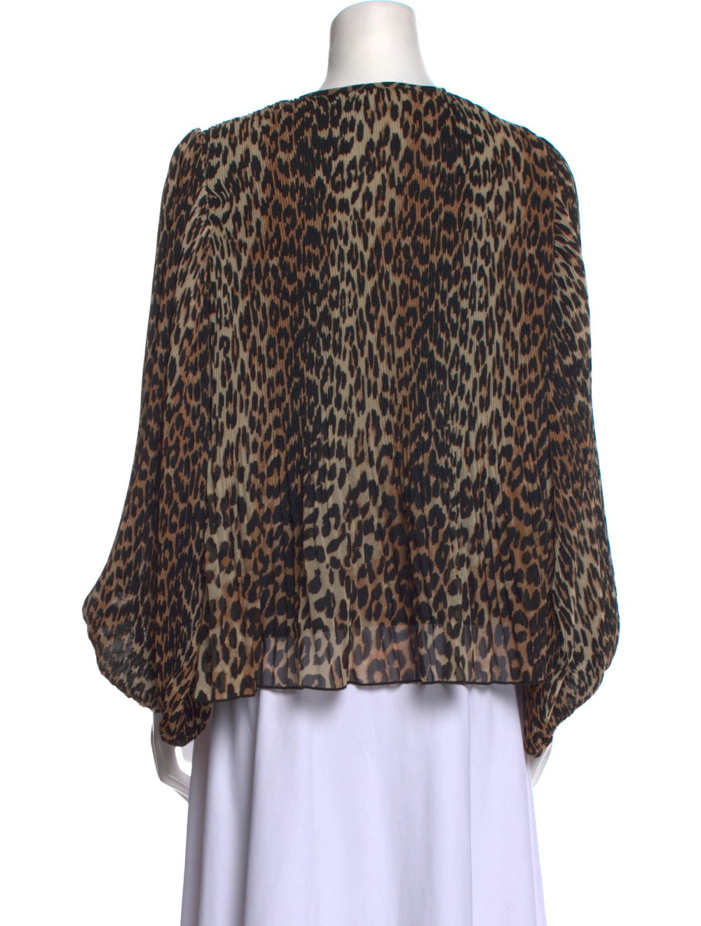 Ganni Animal Print V-Neck Blouse - image 3