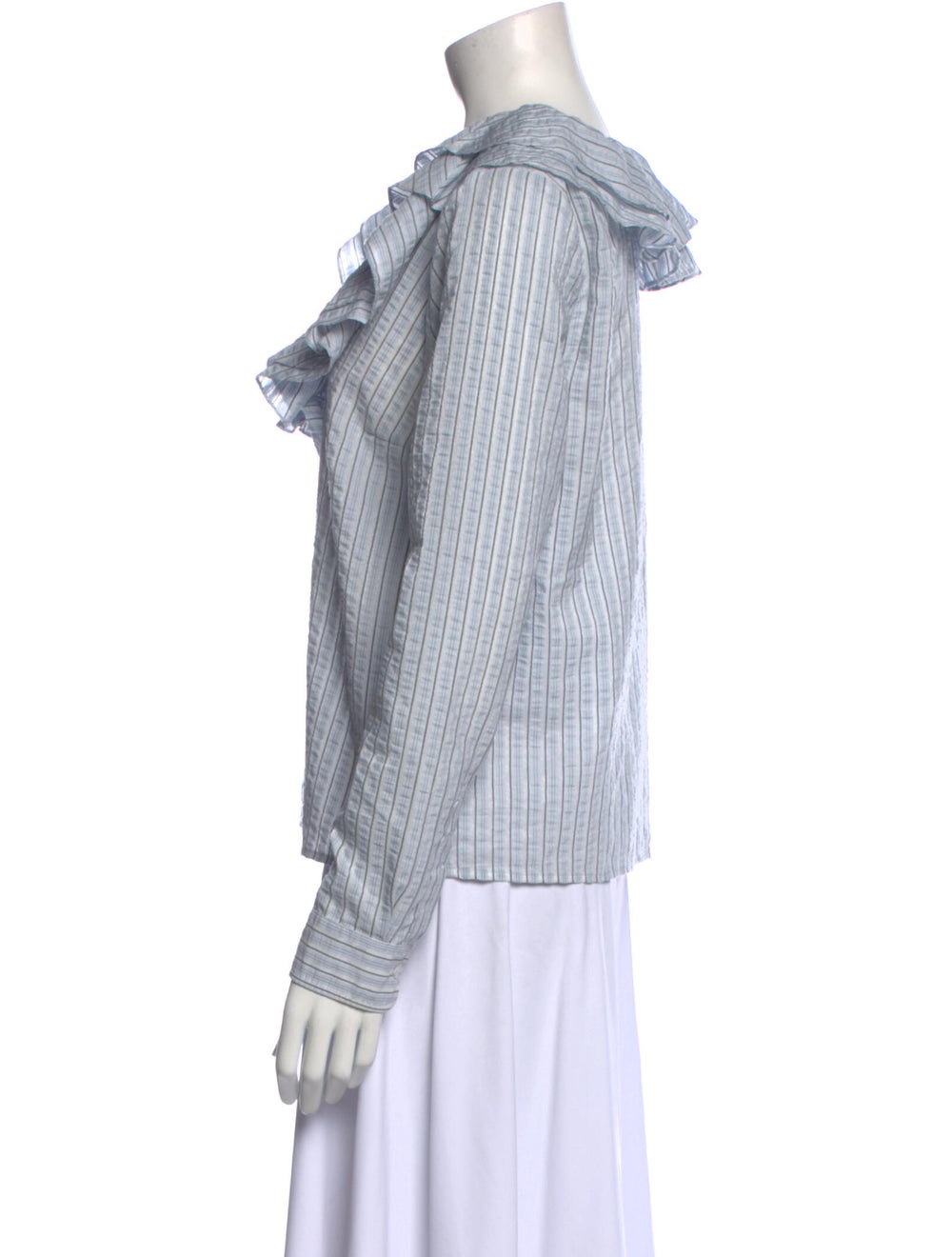 Ganni Striped V-Neck Blouse - image 2